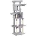 Charger l'image dans la visionneuse de la galerie, Cat Tree, 69" Cat Tower for Indoor Kittens, Multi-Level Tower with 2 Condos, Scratching Posts, 2 Hammocks, Perches, Pompoms for Multiple Kitties, Light Grey
