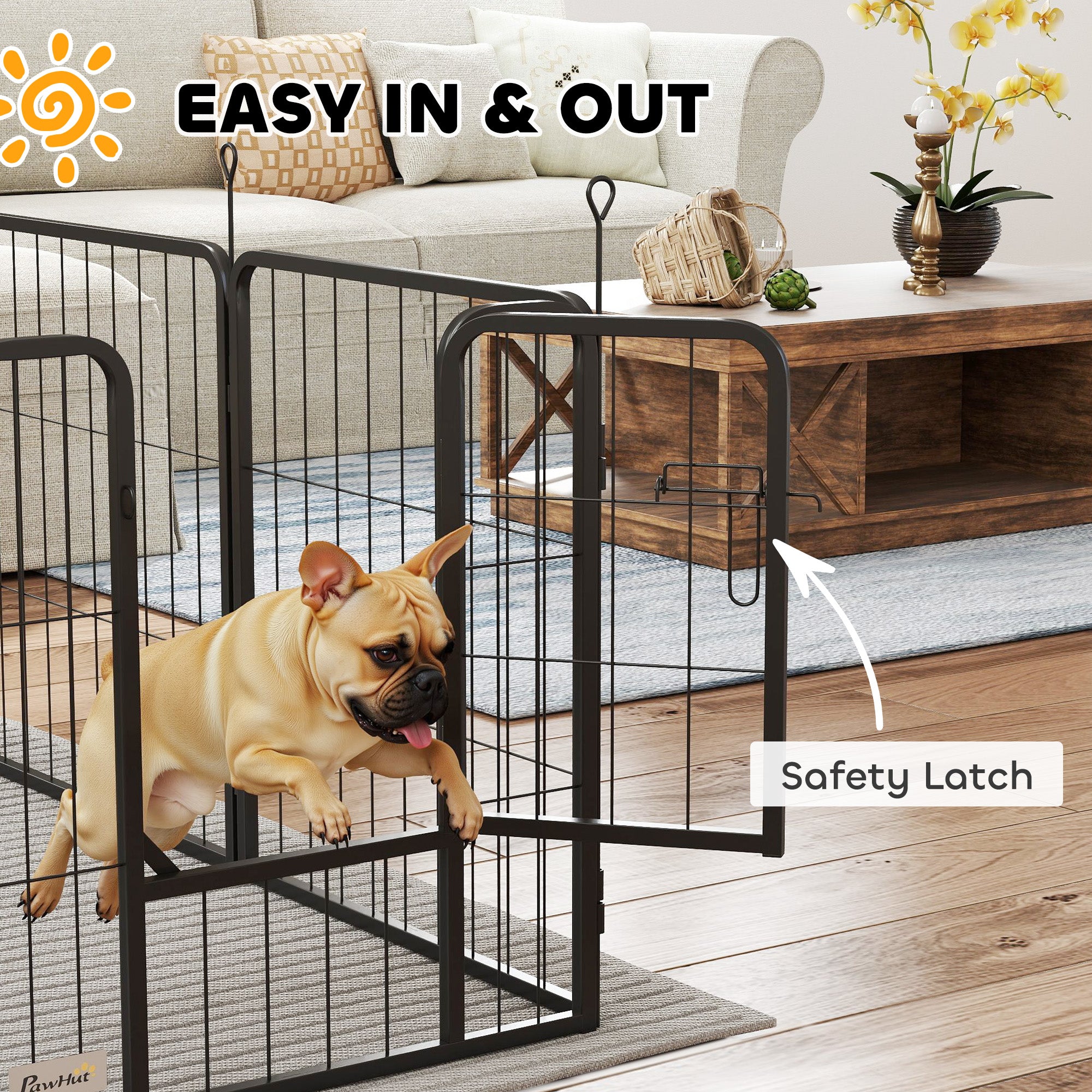16 Panels Dog Playpen, 22"W x 24"H Heavy Duty Pet Fence with Door & Strap for Indoor Outdoor Backyard Garden, Portable & Foldable for Small Dogs