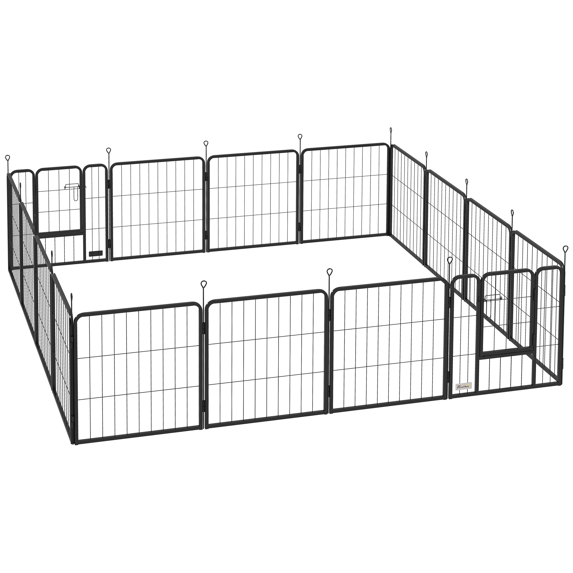 16 Panels Dog Playpen, 22"W x 24"H Heavy Duty Pet Fence with Door & Strap for Indoor Outdoor Backyard Garden, Portable & Foldable for Small Dogs