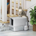 Load image into Gallery viewer, Stainless Steel Cat Litter Box, Extra Large Metal Cat Litter Tray with Lid, Scoop, Filter Bags, Grey
