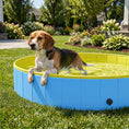 Load image into Gallery viewer, Foldable Dog Pool for Puppies and Ducks, Thickened PVC Dog Paddling Pool Bath Tub Hard Board, Anti-Slip Bottom and Hose Adapter for Easy Drainage, 120 x 30cm, Blue and Yellow
