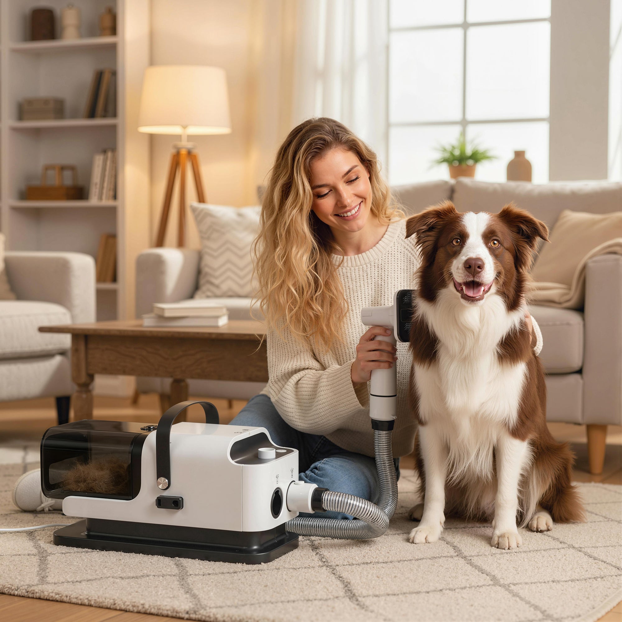 Dog Grooming Vacuum & Dryer Kit, 5 in 1 Dog Hair Dryer with Clippers for Thick Short Long Hair Shedding Brush, 12000 Pa Suction Power Vacuum, 4 Modes Blow Temperature
