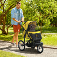 Load image into Gallery viewer, Dog Pram Dog Stroller Jogger Foldable Pet Pushchair for Medium, Small Dogs, w/ Rubber Wheels, Washable Cushion - Yellow
