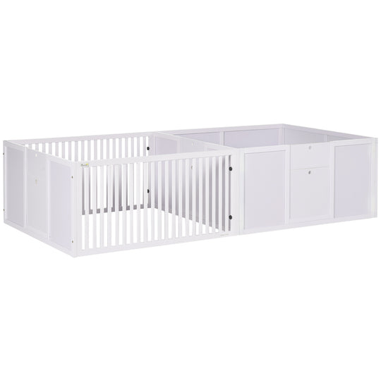 Whelping Box for Dogs, 2m x 1m Whelping Pen for Indoors, Pet Playpen with Three Doors, Two-Room Design