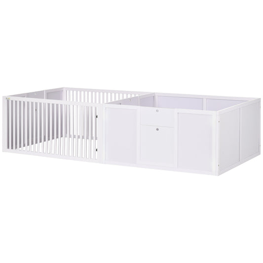 Whelping Box for Dogs, 2m x 1m Whelping Pen for Indoors, Pet Playpen with Three Doors, Two-Room Design