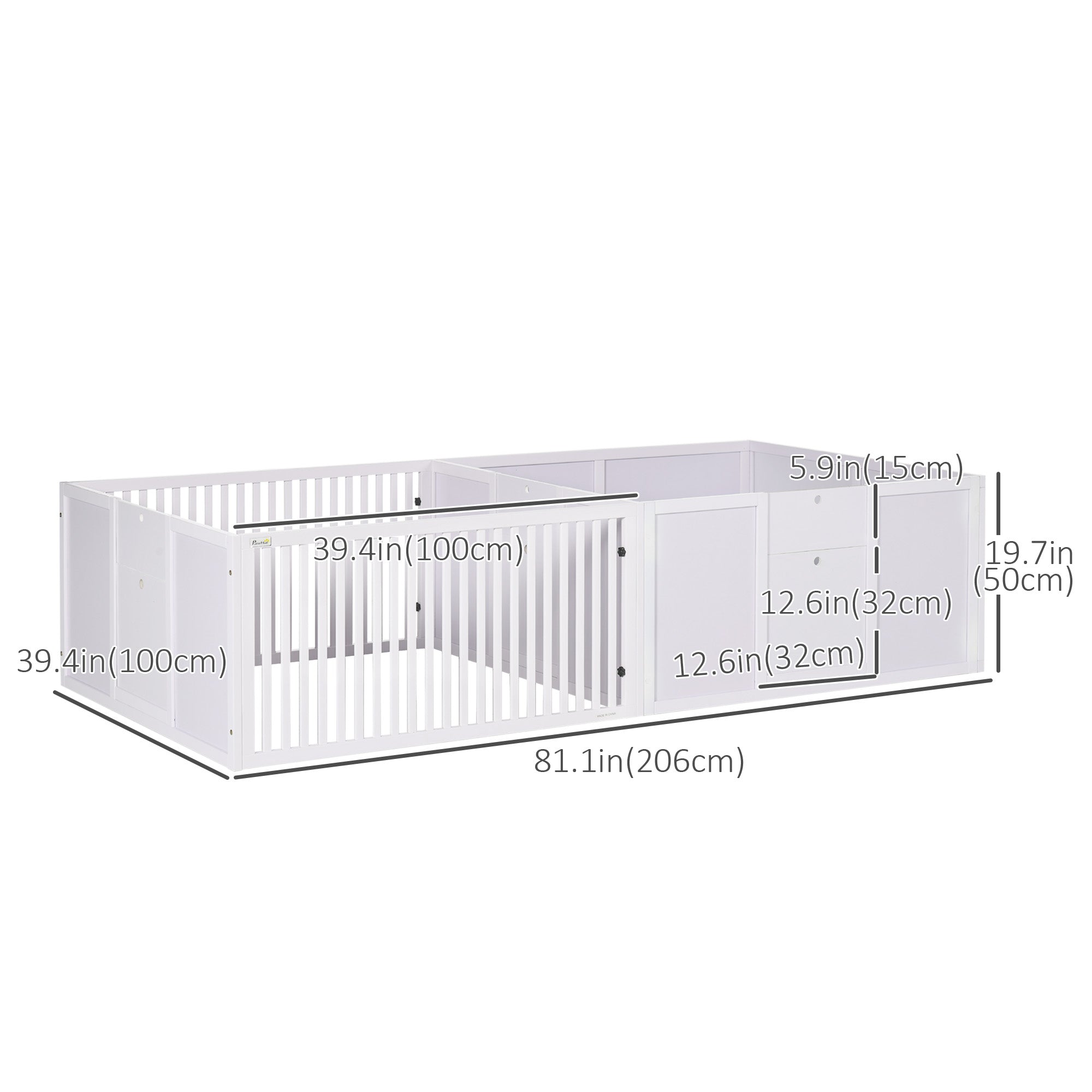 Whelping Box for Dogs, 20"H Puppy Whelping Box with Removable Doors, Dog Birth Supplies & Essentials for Indoor, 81" x 39" x 20", White
