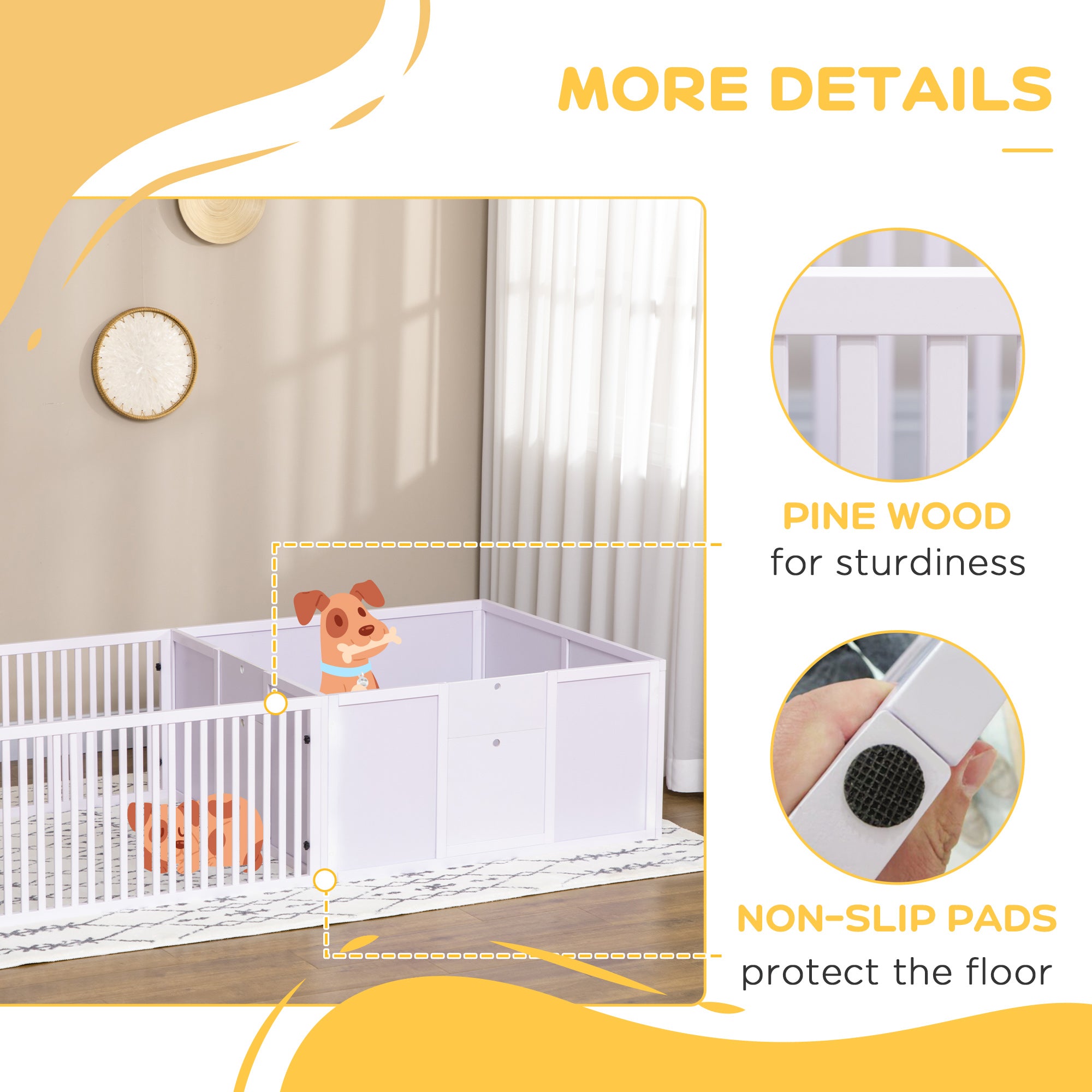 Whelping Box for Dogs, 20"H Puppy Whelping Box with Removable Doors, Dog Birth Supplies & Essentials for Indoor, 81" x 39" x 20", White