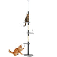 Load image into Gallery viewer, Floor to Ceiling Cat Tree with Scratching Posts, 88.5"-100.5" Adjustable Height Cat Tower with Cloud Shaped Platforms, Dangling Balls, Grey
