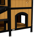 Load image into Gallery viewer, Wooden Outdoor Cat House with Flower Pot, Windows, Multiple Entrances, Water-Resistant Roof - Yellow
