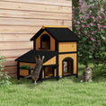 Load image into Gallery viewer, Wooden Outdoor Cat House with Flower Pot, Windows, Multiple Entrances, Water-Resistant Roof - Yellow

