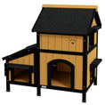 Load image into Gallery viewer, Wooden Outdoor Cat House with Flower Pot, Windows, Multiple Entrances, Water-Resistant Roof - Yellow
