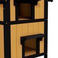 Load image into Gallery viewer, Wooden Outdoor Cat House with Flower Pot, Windows, Multiple Entrances, Water-Resistant Roof - Yellow
