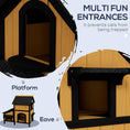 Load image into Gallery viewer, Wooden Outdoor Cat House with Flower Pot, Windows, Multiple Entrances, Water-Resistant Roof - Yellow
