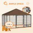 Load image into Gallery viewer, Outdoor Dog Kennel Puppy Play Pen with Canopy Garden Playpen Fence Crate Enclosure Cage Rotating Bowl 211 x 141 x 151 cm

