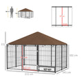 Load image into Gallery viewer, Outdoor Dog Kennel Puppy Play Pen with Canopy Garden Playpen Fence Crate Enclosure Cage Rotating Bowl 211 x 141 x 151 cm
