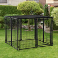 Load image into Gallery viewer, Outdoor Dog Kennel Run, Large Wire Steel Puppy Fence, Lockable Pet Playpen Crate Enclosure, with Top Cover, Door, Black
