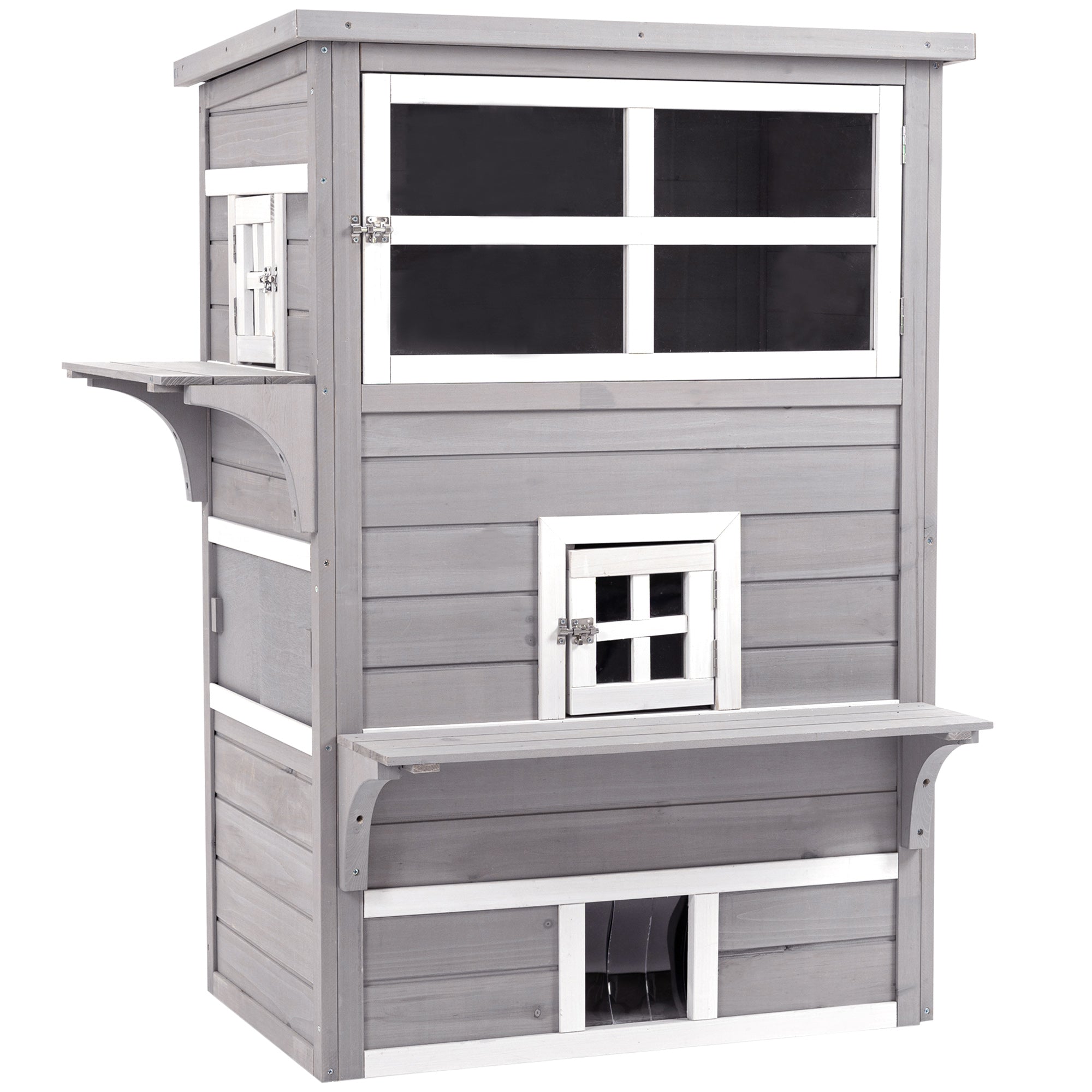 PawHut 3-Story Cat Shelter Weatherproof Fun Escape Solid Construction