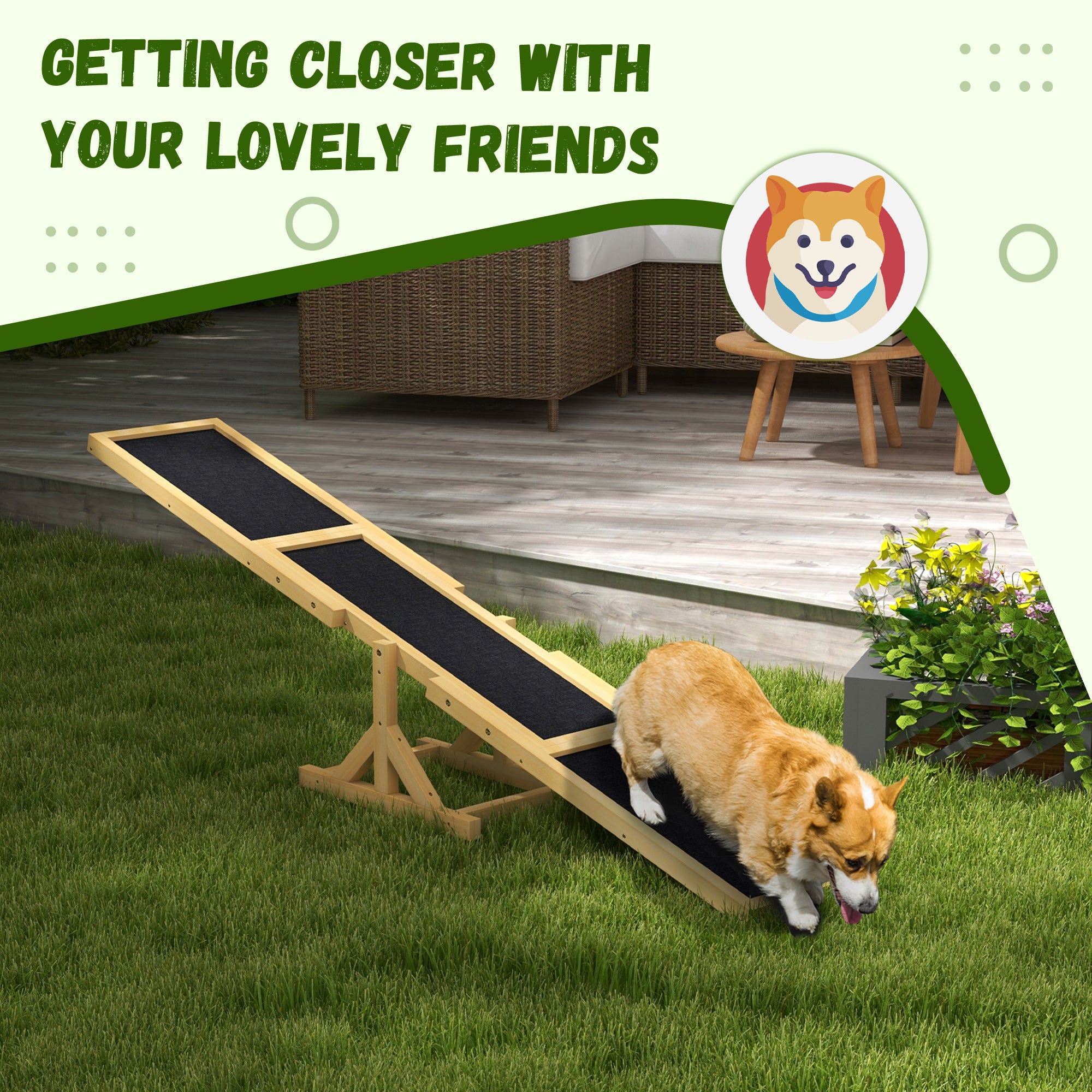 Wood Pet Seesaw Platform Dog Agility Training Equipment Run Game Toy Weather Resistant Pet Supplies Yellow
