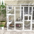 Load image into Gallery viewer, Catio, Large Outdoor Cat Enclosure with Cat Condos, Platforms, Ladders, Doors, Weather-Resistant Roof, Wooden Cat Cage for 1-4 Cats, White
