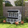 Load image into Gallery viewer, 43" Chicken Coop with Wheels, Mobile Chicken House with Nesting Box, Windows, Pull-out Tray, Perches, Wooden Chicken Tractor for 2-4 Hens, Rabbits, for Backyard, Patio, Gray
