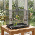 Charger l'image dans la visionneuse de la galerie, Foldable Bird Cage, Metal Bird Travel Carrier Cage with Wood Perch, Food Bowls, Slide-Out Tray and Handle for Canaries, Finches, Lovebirds, Parakeets, Black
