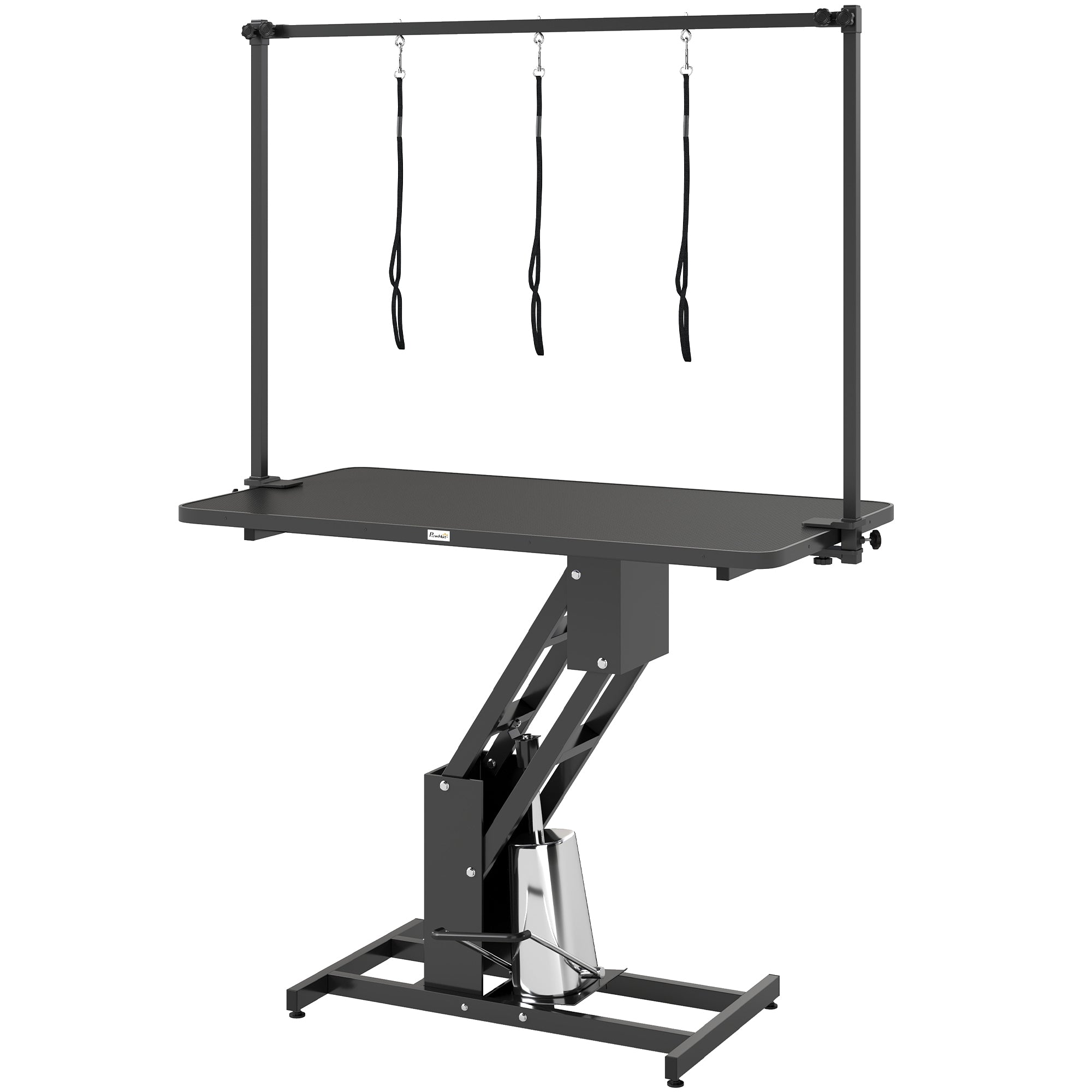 43" L Hydraulic Dog Grooming Table, Z-Lift Height Adjustable Pet Grooming Table with Noose and Non-Slip Tabletop for Medium Large Dogs, Black
