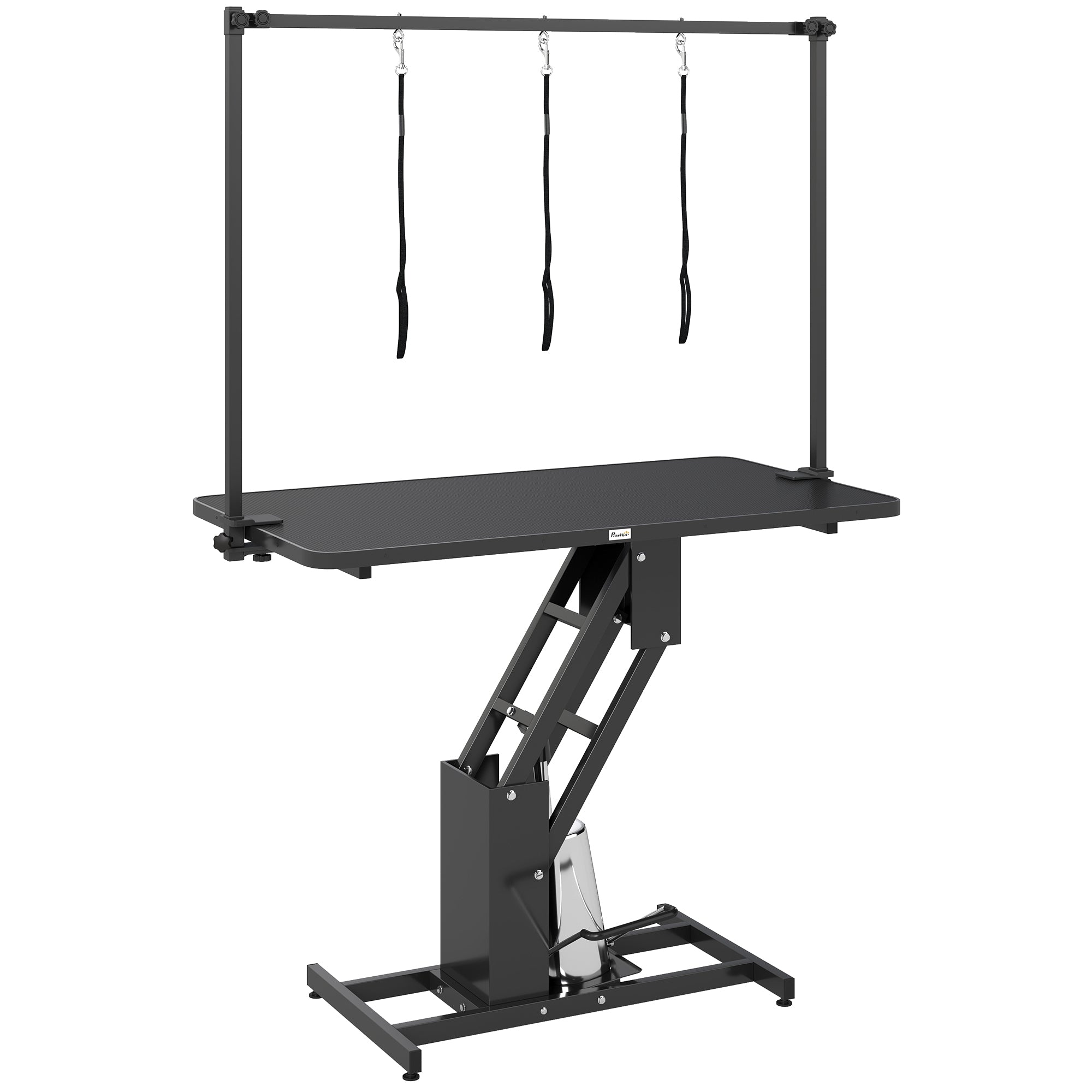 43" L Hydraulic Dog Grooming Table, Z-Lift Height Adjustable Pet Grooming Table with Noose and Non-Slip Tabletop for Medium Large Dogs, Black