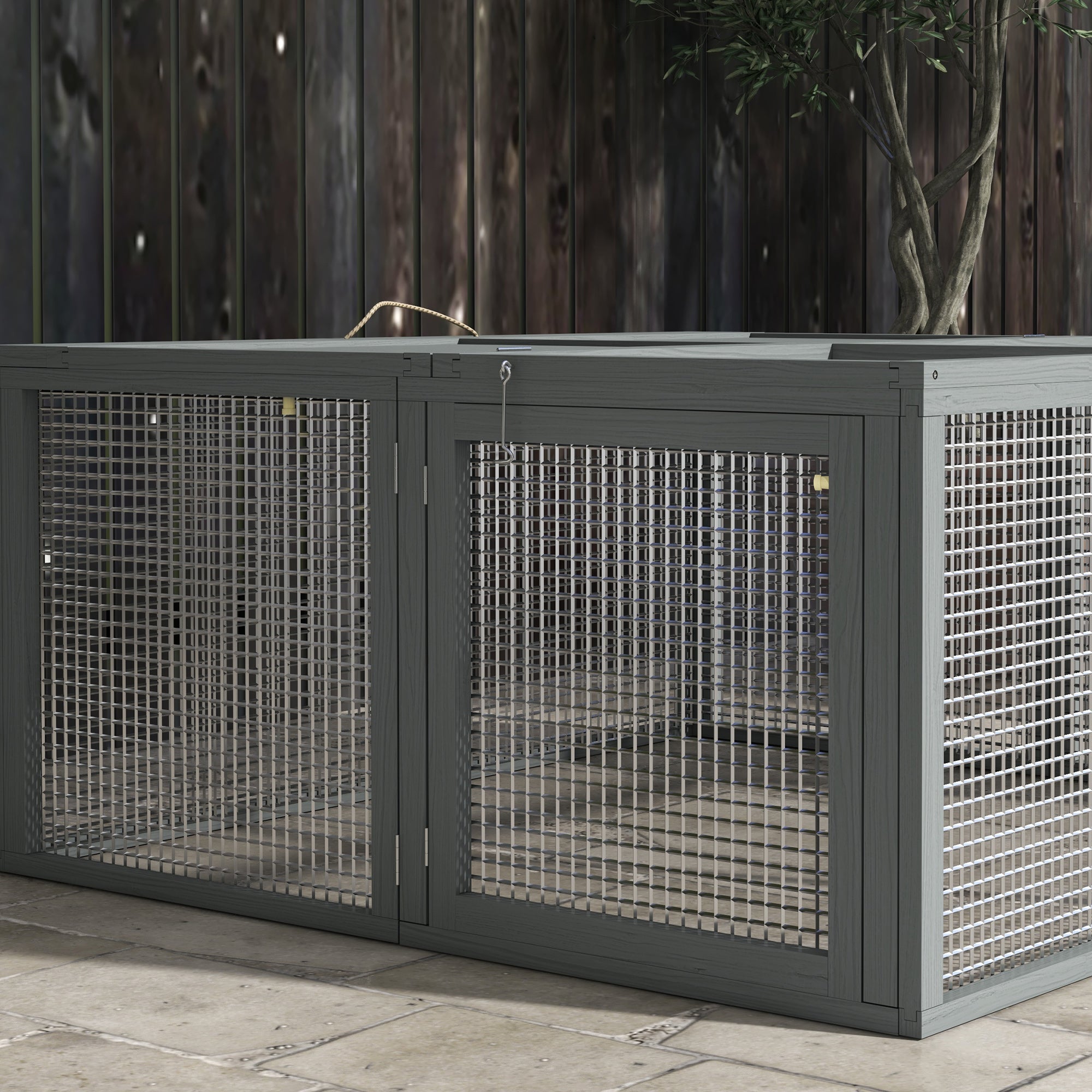 Rabbit Hutch, Folding Portable Wooden Bunny Cage with Openable Top, for 2-3 Rabbits, Small Animals, Guinea Pig Cage Small Chicken Coop for Outdoor, Garden - Gray