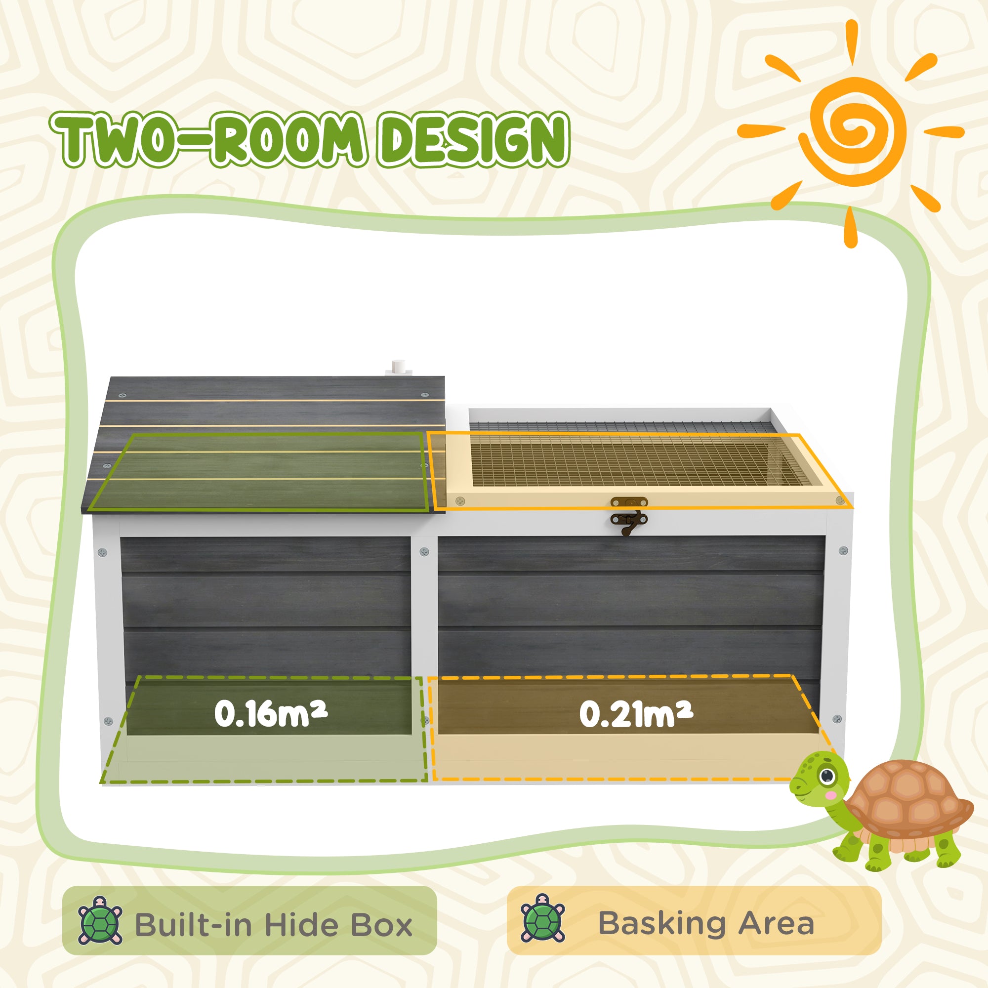 Wooden Tortoise House, Tortoise Table with Hide Shelter Run, Openable Top, Tray, Dark Grey