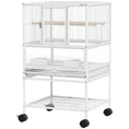 Load image into Gallery viewer, Bird Cage, Metal Parrot Cage with Rolling Stand Wheels, Acrylic Viewing Panels, Storage Shelf, Slide-out Tray, Perches, Feeders, for Budgie, Parakeet, Canary, Finch, White, 48 x 46 x 83 cm
