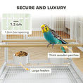 Load image into Gallery viewer, Bird Cage, Metal Parrot Cage with Rolling Stand Wheels, Acrylic Viewing Panels, Storage Shelf, Slide-out Tray, Perches, Feeders, for Budgie, Parakeet, Canary, Finch, White, 48 x 46 x 83 cm
