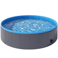 Load image into Gallery viewer, Foldable Dog Pool for Puppies and Ducks, Thickened PVC Dog Paddling Pool Bath Tub Hard Board, Anti-Slip Bottom and Hose Adapter for Easy Drainage, 120 x 30cm, Dark Grey and Blue
