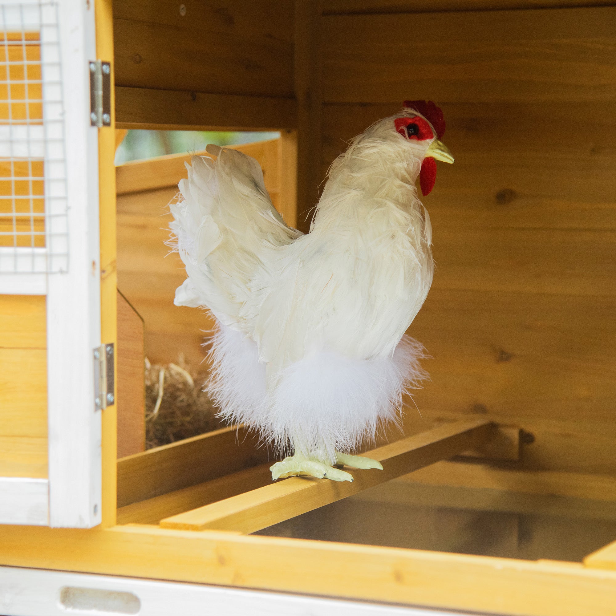 79" Wooden Chicken Coop, Outdoor Hen House, Poultry Habitat with Removable Tray, Nesting Box, Run, Ramp