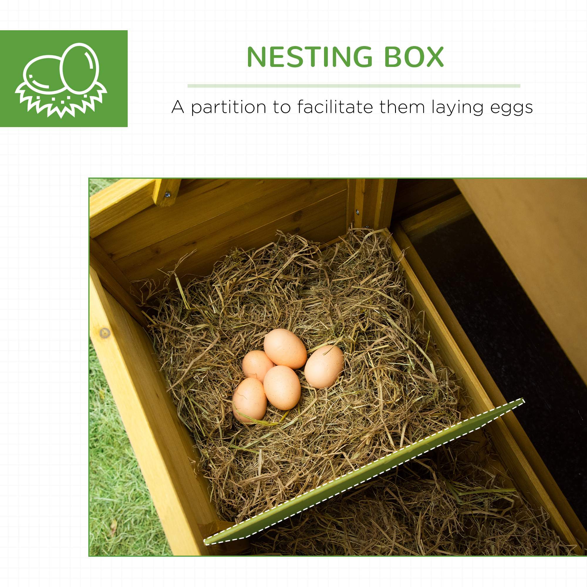 79" Wooden Chicken Coop, Outdoor Hen House, Poultry Habitat with Removable Tray, Nesting Box, Run, Ramp