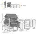 Load image into Gallery viewer, 123" Extra Large Chicken Coop, Wooden Chicken Run with Nesting Boxes, Run, Doors, Tray, Ramp for 4-6 Chickens, Rabbits, Ducks Outdoor Use, Grey
