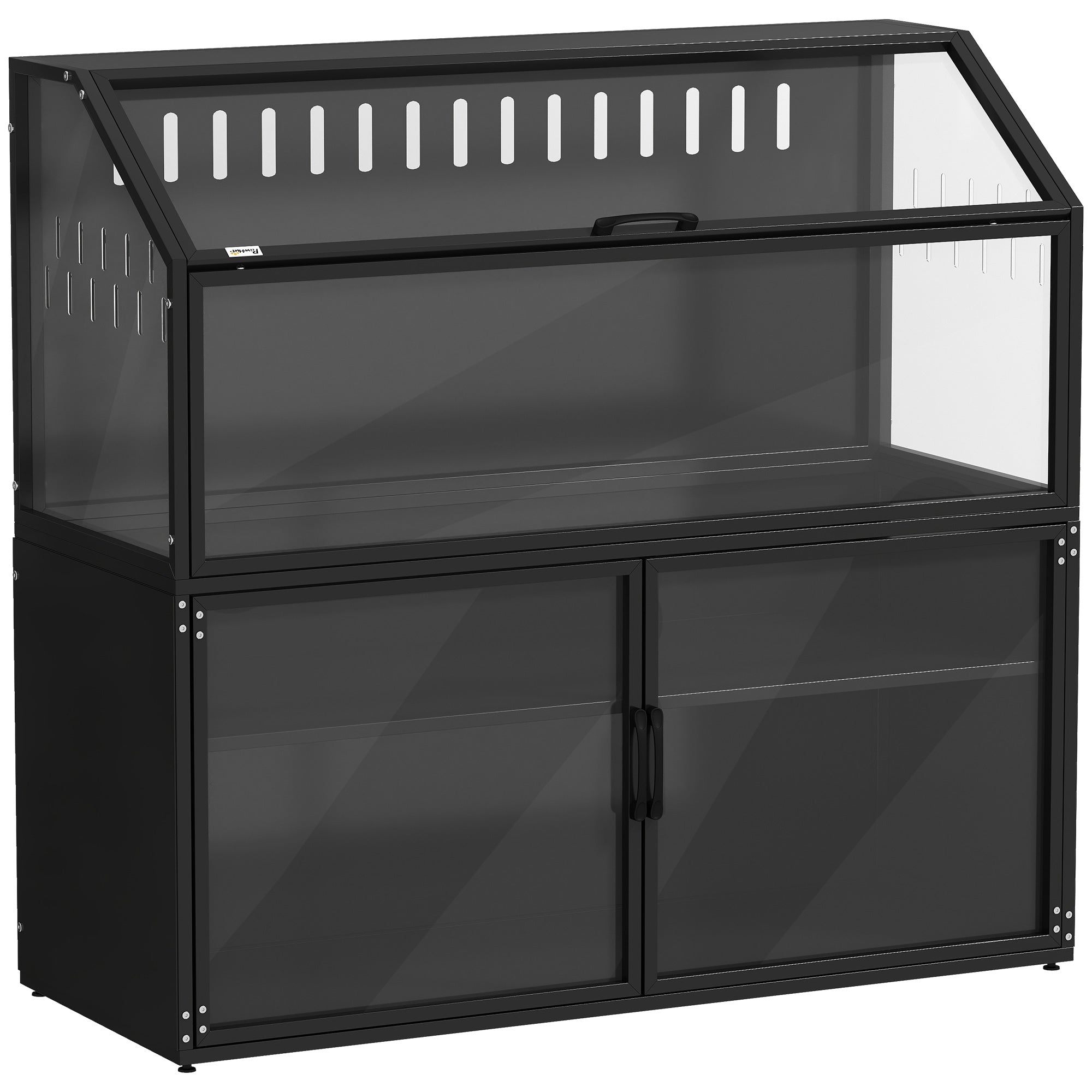Hamster Cage with Storage Cabinet, Small Animal Cage with Easy View Acrylic Panels and Openable Top, Large Guinea Pig Habitat for Rat, Hedgehog, Gerbil, 41" x 16" x 40" H, Black