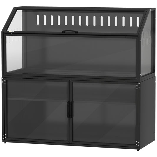 Hamster Cage with Storage Cabinet, Small Animal Cage with Easy View Acrylic Panels and Openable Top, Large Guinea Pig Habitat for Rat, Hedgehog, Gerbil, 41" x 16" x 40" H, Black