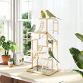 Load image into Gallery viewer, Parrot Play Stand, 95 cm Wooden Bird Playground with Ladders, Chain Toy, Stainless Steel Cups and Tray, Bird Cage Accessories for Parakeets, Cockatiels, Finches, Lovebirds, Budgie
