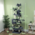 Load image into Gallery viewer, Cat Tree, 206cm Cat Tower with Sisal Scratching Posts and Board, Beds, Condos, Platforms, Hammocks, Toy Balls & Rope, Anti-Tip Kit, Kitten Activity Centre for Indoor, Dark Grey
