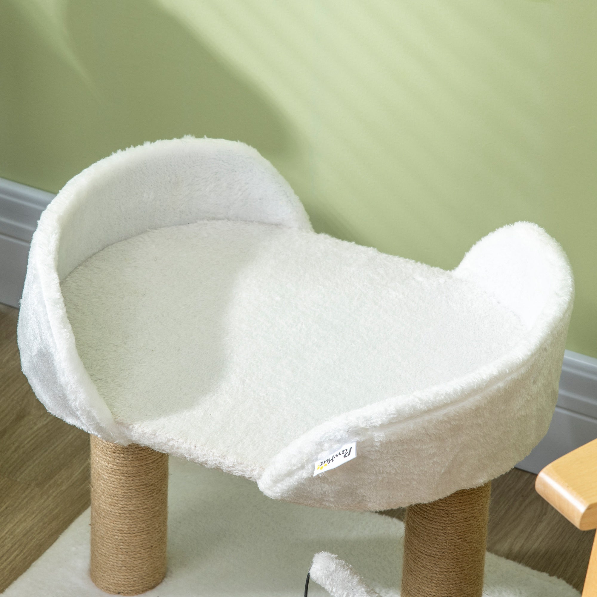 Cat Scratching Post Cat Tree Tower With Bed for Indoor Cats Scratcher Toy Balls 48 x 38 x 42cm - White