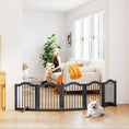 Load image into Gallery viewer, Wooden Foldable Dog Gate Panel Pet Fence Freestanding Safety Barrier for the House, Doorway, Stairs (Black)
