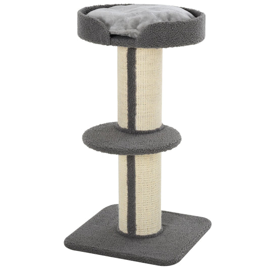 36"H Large Cat Scratching Post for Indoor Cats, Bold Cat Tree Multi-Level Kitty Tower with Sisal Mat Scratch Rope, Cat Bed, Removable Cushion, Perch, Grey