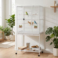 Load image into Gallery viewer, Large Bird Cage Budgie Cage with Stand, Storage Shelf, Wood Perch for Parrot Canary Parakeet Cockatiels, 81 x 48 x 162.5 cm, White
