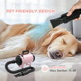 Load image into Gallery viewer, Dog Hair Dryer, 2200W Pet Grooming Hair Dryer with Adjustable Temperature & Velocity, Professional Low Noise Dog Blaster with 3 Different Nozzles, Pink
