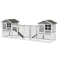 Load image into Gallery viewer, 102" 2 in 1 Wooden Rabbit Hutch Chicken Coop with Double Main House, Large Bunny House Pet Playpen Enclosure for Indoor Outdoor with Run Box, Slide-Out Tray, Ramp, for Small Animals, Grey

