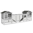 Load image into Gallery viewer, 2 in 1 Rabbit Hutch Outdoor Guinea Pig Hutch Bunny Run Double Main House with Run, No-Leak Tray 259 x 64 x 92cm, Grey
