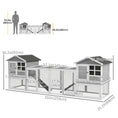 Load image into Gallery viewer, 102" 2 in 1 Wooden Rabbit Hutch Chicken Coop with Double Main House, Large Bunny House Pet Playpen Enclosure for Indoor Outdoor with Run Box, Slide-Out Tray, Ramp, for Small Animals, Grey
