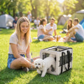 Charger l'image dans la visionneuse de la galerie, Pet Carrier Bag, Soft-Sided Dog Carrier with Bottom Board and Mesh Windows, Foldable Pet Travel Bag for Mini Dogs Under 22 lbs and Cats, Grey
