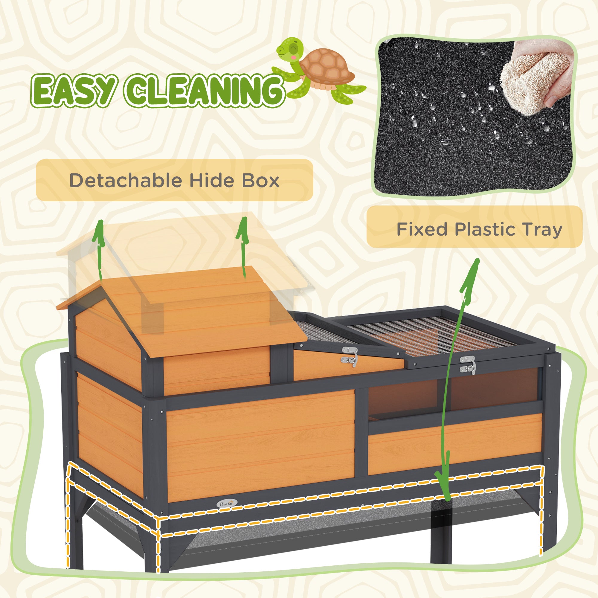 PawHut 2-Layer Tortoise Enclosure with Adjustable Lamp & Storage