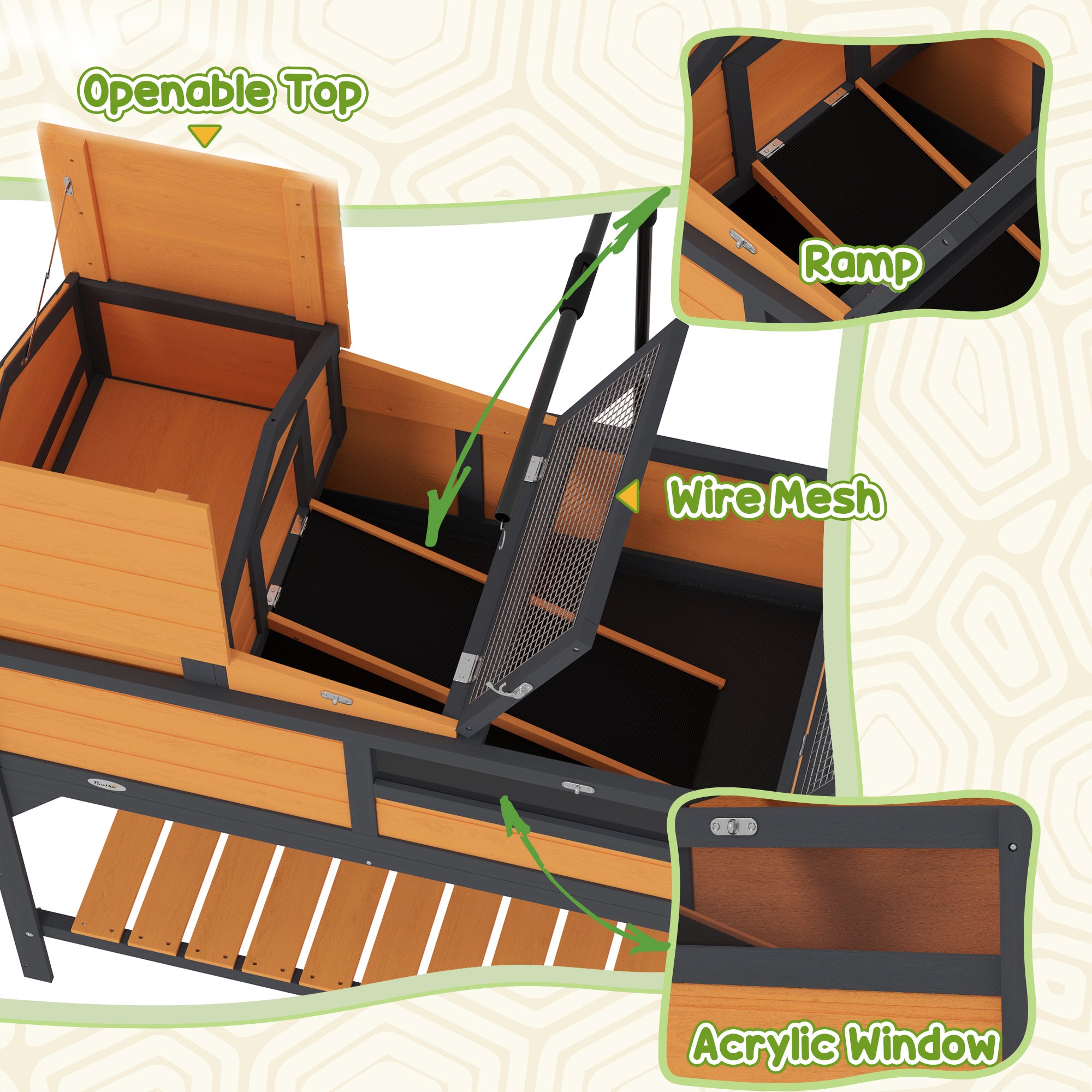 CALMA STORE 38灯 Skelton Tortoise SET PawHut 2-Layer Tortoise Enclosure with Adjustable Lamp & Storage